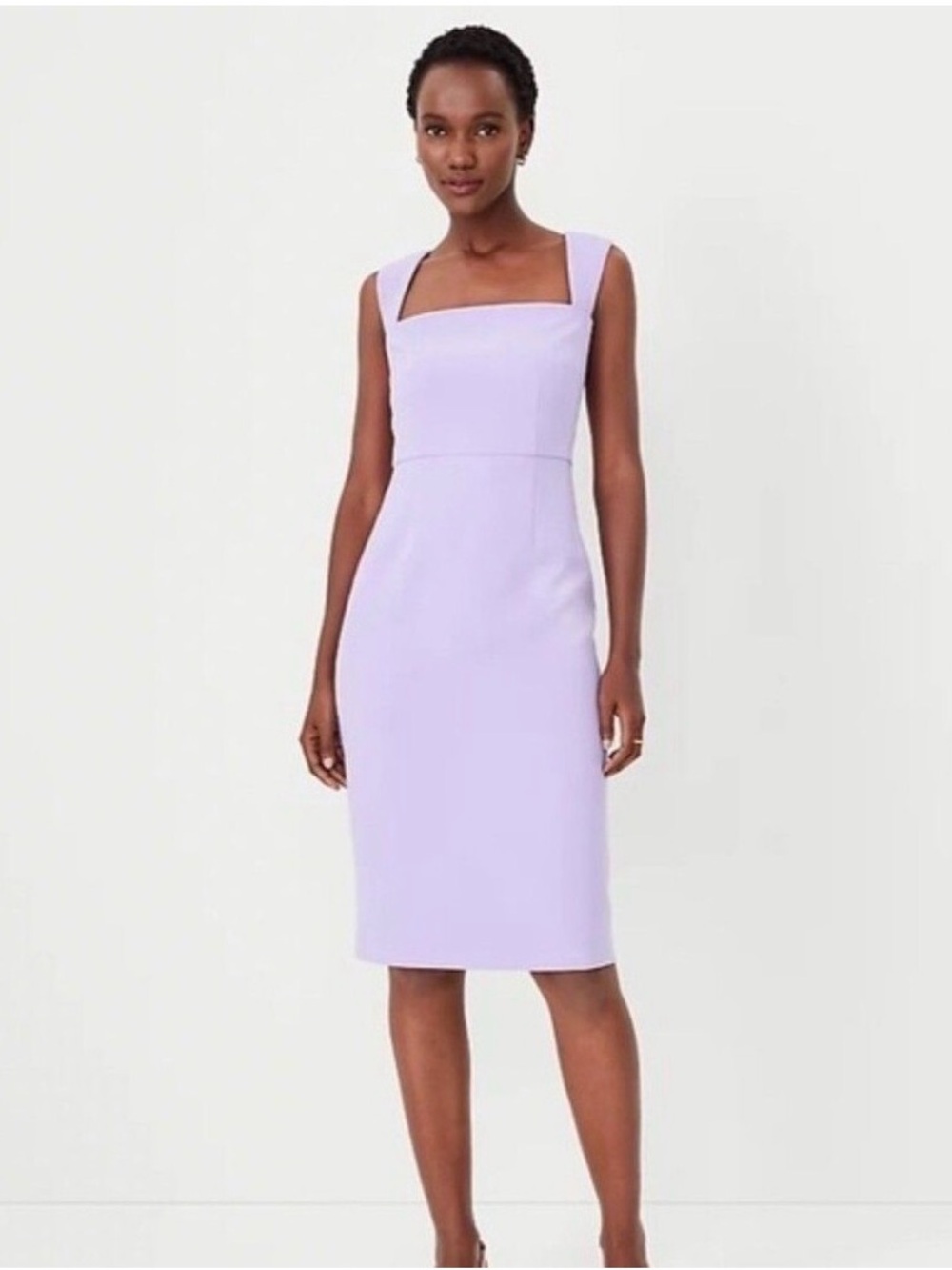 Ann Taylor Square Neck Cap Sleeve Sheath Dress
